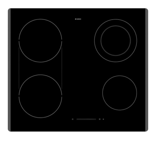 Встраиваемые электрические панели ASKO/ Арт. 732066 ПРОМО ; стеклокерамика, электрическая, 4.7 х 59.5 х 52, 4 конфорки, электронное управление, сенсорные переключатели, черный цвет