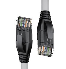 Патч-корд прямой 7.5m UTP кат.5e, серый, черные коннекторы, 24 AWG, литой, ethernet high speed 1 Гбит/с, RJ45, T568B