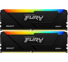Память оперативная/ Kingston 32GB 2666MT/s DDR4 CL16 DIMM (Kit of 2) 1Gx8 FURY Beast RGB