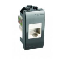 Компьютерная розетка RJ45 кат.5e, Brava, черная, 1 мод