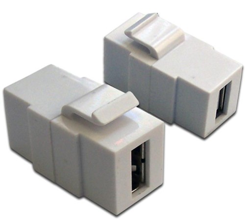 Модуль Keystone, USB 2.0, тип A, мама-мама, 180 градусов, белый Модуль Keystone, USB 2.0, тип A, мама-мама, 180 градусов, белый
