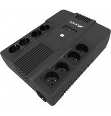 ИБП POWERMAN Brick 1000, линейно-интерактивный, 1000ВА, 600Вт, 4 евророзетки с резервным питанием, 4 евророзетки с фильтрацией, батарея 12В 9Ач 1 шт., 309мм х 202мм х 93мм, 5.6 кг./ UPS POWERMAN Brick 1000, line-interactive, 1000VA, 600W, 4 eurosockets wi