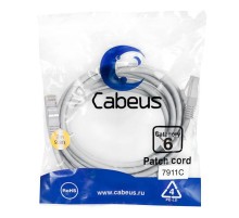 Патч-корд F/UTP, категория 6, 2xRJ45/8p8c, экранированный, серый, LSZH, 3м Cabeus PC-FTP-RJ45-Cat.6-3m-LSZH Патч-корд F/UTP, категория 6, 2xRJ45/8p8c, экранированный, серый, LSZH, 3м