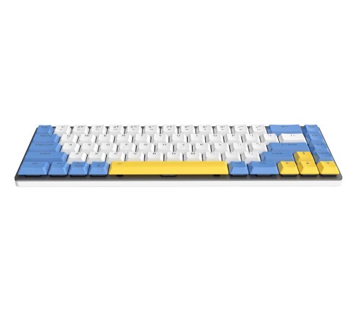 Клавиатура беспроводная Dareu EK868 White-Blue-Yellow (белый/синий/желтый), подключение: проводное+Bluetooth, свитчи: ультратонкие Kailh-Dareu Red (linear)