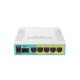 Маршрутизатор/ hEX PoE 5x Gigabit Ethernet with PoE output for four ports, SFP, USB, 800MHz CPU, 128MB RAM, RouterOS L4