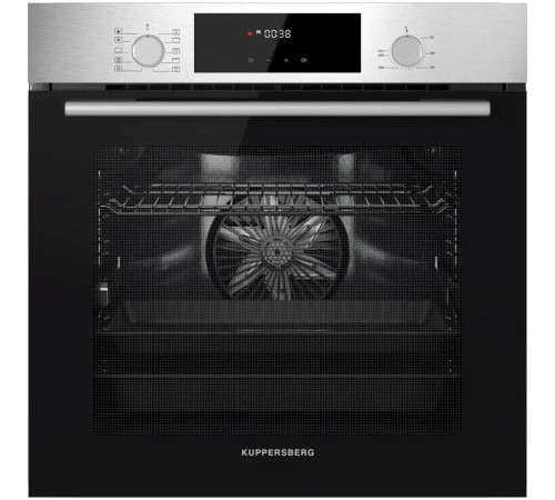 Встраиваемый духовой шкаф KUPPERSBERG/ Встраиваемый духовой шкаф KUPPERSBERG, High-Tech, объем 80 л, 10 режимов работы, телескопические направляющие, цифровой таймер, 2 стекла в дверце, утапливаемые переключатели, энергоэффективность А, цвет черный/нержав