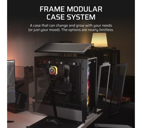 Корпус без блока питания/ Case Corsair Frame 4000D RS ARGB, Midi-Tower, TG, 3x120mm ARGB, 2xUSB-A 3.2, 1xUSB 3.2 Type-C, E-ATX, ATX, mATX, mITX Black