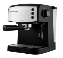 Кофемашина рожкового типа MAUNFELD/ Кофемашина рожкового типа MAUNFELD MF-734BK, мощность 850 Вт, давление 15 бар, капучинатор, возможность приготовления 2 чашек, объем резервуара воды 1,5 л , цвет черный