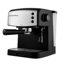 Кофемашина рожкового типа MAUNFELD/ Кофемашина рожкового типа MAUNFELD MF-734BK, мощность 850 Вт, давление 15 бар, капучинатор, возможность приготовления 2 чашек, объем резервуара воды 1,5 л , цвет черный