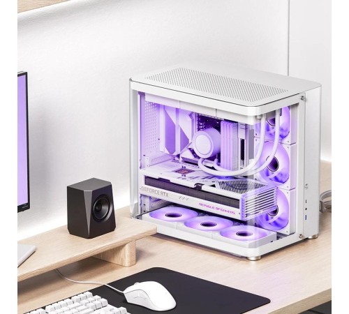Корпус без блока питания/ Case JONSBO TK-2, Midi-Tower, TG, no fans, 1xUSB-A 3.2 + 1xUSB-C 3.2, ATX, mATX, mITX White