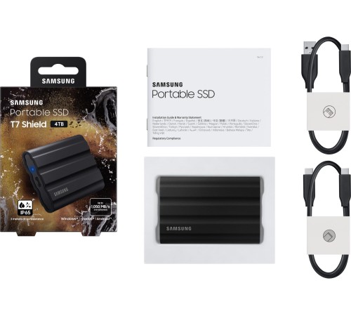 Внешние HDD и SSD/ Samsung External SSD T7 Shield, 4TB, Type C-to-C/A, USB 3.2 Gen2, R/W 1050/1000MB/s, IP65, 88x59x13mm, 98g, Black (12 мес.) Внешние HDD и SSD/ Samsung External SSD T7 Shield, 4TB, Type C-to-C/A, USB 3.2 Gen2, R/W 1050/1000MB/s, IP65, 88x59x13mm, 98g, Black (12 мес.)