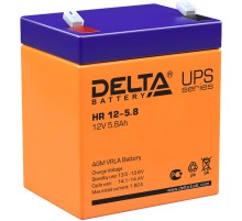 Батарея DELTA серия HR, HR 12-5,8, напряжение 12В, емкость 5.8Ач (разряд 20 часов),  макс. ток разряда (5 сек.) 75А, макс. ток заряда 1.74А, свинцово-кислотная типа AGM, клеммы F2, ДxШxВ 90х70х101мм., вес 1.95кг., срок службы 8 лет./ Battery DELTA series