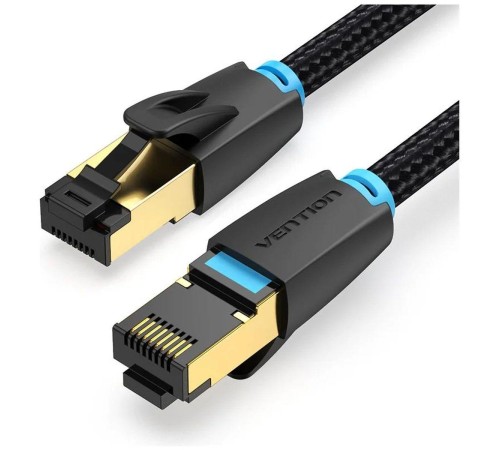 Патч-корд Vention прямой SFTP cat.8 RJ45 - 3м. Черный Тканевая оплетка