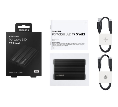 Внешние HDD и SSD/ Samsung External SSD T7 Shield, 2TB, Type C-to-C/A, USB 3.2 Gen2, R/W 1050/1000MB/s, IP65, 88x59x13mm, 98g, Black (12 мес.) Внешние HDD и SSD/ Samsung External SSD T7 Shield, 2TB, Type C-to-C/A, USB 3.2 Gen2, R/W 1050/1000MB/s, IP65, 88x59x13mm, 98g, Black (12 мес.)