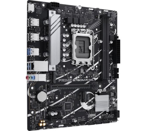 Материнская плата ASUS PRIME B760M-R D4, LGA1700, B760, 2*DDR4, 4*SATA, 2*M.2, 4*USB 3.2, 4*USB 2.0, 1*PCIx16, 2*PCIx1, HDMI, mATX; 90MB1HA0-M0EAY0