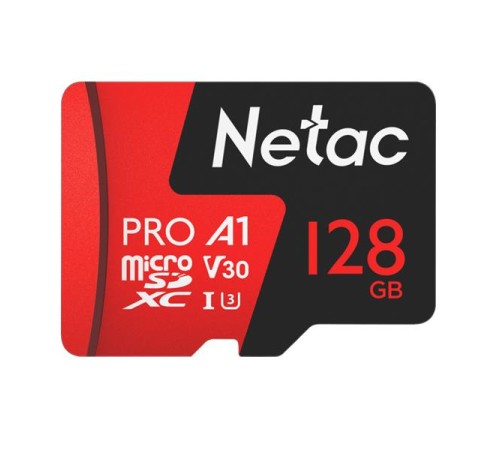 Носитель информации Netac P500 Extreme PRO 128GB MicroSDXC V30/A1/C10 up to 100MB/s, retail pack with SD Adapter