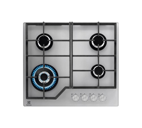 Встраиваемые газовые панели ELECTROLUX/ Газовая варочная поверхность - газ на стекле, 2 чугунных держателя, газконтроль варочной поверхности, интегрированный автоподжиг варочной поверхности, конфорки: Конфорка ускоренного нагрева, средней мощности, Конфор