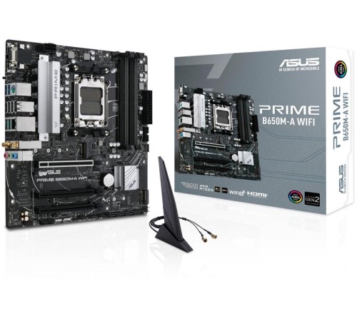 Материнская плата ASUS PRIME B650M-A WIFI, AM5, B650, 4*DDR5, 4*SATA, 2*M.2, 4*USB 3.2, 4*USB 2.0, 4*PCIx16, DP+HDMI+VGA, mATX; 90MB1EG0-M0EAY0