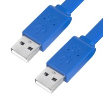 GCR Кабель PROF 1.5m USB 2.0, AM/AM, плоский, синий, морозостойкий, GCR-UM4MF-BD-1.5m