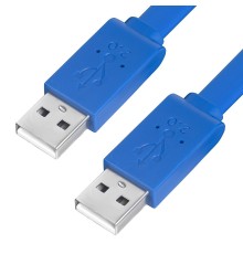 GCR Кабель PROF 1.5m USB 2.0, AM/AM, плоский, синий, морозостойкий, GCR-UM4MF-BD-1.5m