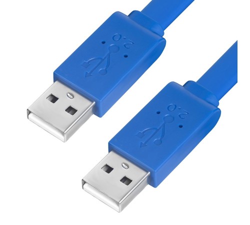 GCR Кабель PROF 1.5m USB 2.0, AM/AM, плоский, синий, морозостойкий, GCR-UM4MF-BD-1.5m