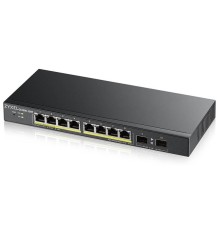 коммутатор Smart L2 коммутатор PoE+ Zyxel GS1900-10HP, 8xGE PoE+, 2xSFP, настольный, бесшумный, бюджет PoE 77 Вт