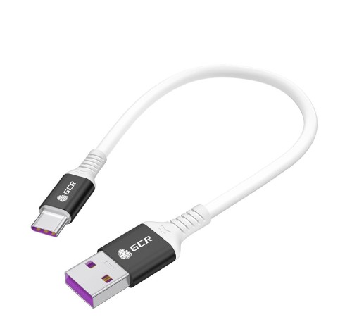 GCR Кабель 0.5m, TypeC POWER DELIVERY 60 W, 5A max, быстрая зарядка, белый TPE, AL case черный, белый ПВХ, 28/22 AWG, GCR-53655