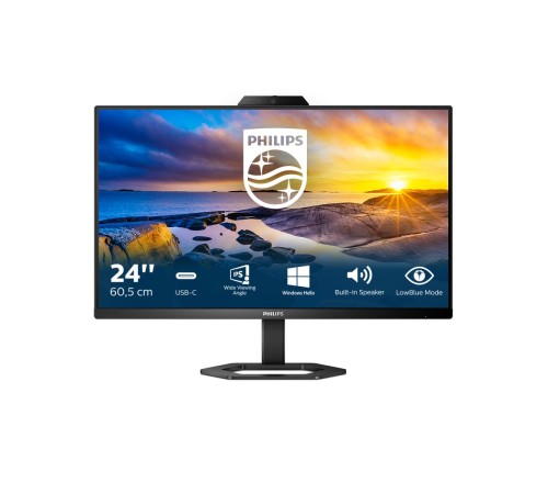 Монитор LCD 23.8'' 16:9 1920х1080(FHD) IPS, 75 Hz, 300cd/m2, 1000:1, 4ms, HDMI, DP, USB-C, USB-Hub, Height adj, Pivot, Tilt, Speakers, Camera, Black (Мятая упаковка)