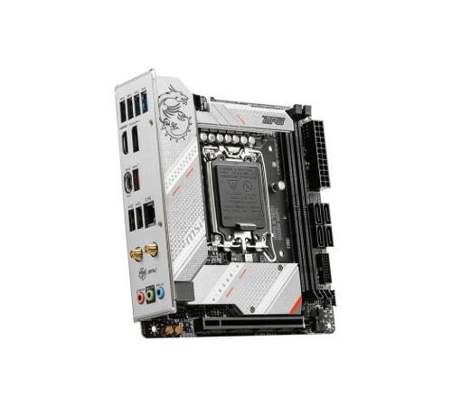 Материнская плата/ MB MSI INTEL B760 s1700, 2xDDR5(128GB), HDMI 2.1/DP, 1xPCIe 5.0x16, 1xLAN (2.5GbE), Wi-Fi, BT, 4xSATA 6Gb/s, 2xM.2, 1xUSB-C, 5xUSB 3.2, 2xUSB 2.0, mini ITX Материнская плата/ MB MSI INTEL B760 s1700, 2xDDR5(128GB), HDMI 2.1/DP, 1xPCIe 5.0x16, 1xLAN (2.5GbE), Wi-Fi, BT, 4xSATA 6Gb/s, 2xM.2, 1xUSB-C, 5xUSB 3.2, 2xUSB 2.0, mini ITX