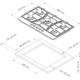 Варочная поверхность Kuppersberg/ Варочная поверхность Kuppersberg, газ, Classic, 86 см, автоматический электроподжиг, газ-контроль, форсунки под сжиженный газ, SABAF конфорки, чугунные решетки, WOK подставка, цвет бежевый, цвет фурнитуры бронзовый