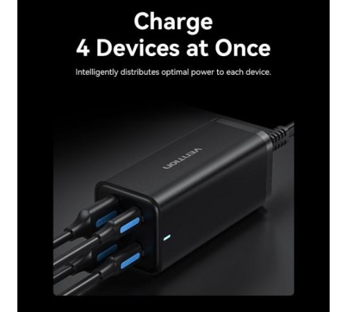 Сетевое зарядное устройство Vention на 4 порта GaN 100W USB (C+C+A+A) Чёрный, шт.