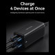 Сетевое зарядное устройство Vention на 4 порта GaN 100W USB (C+C+A+A) Чёрный, шт.