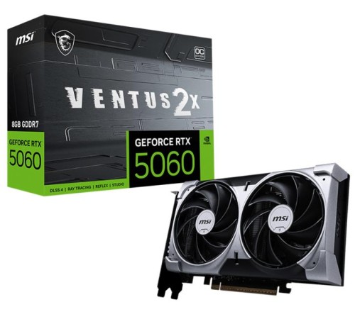 Видеокарта MSI RTX 5060 8G VENTUS 2X OC//RTX 5060, HDMI, DP*3, 8G, D7