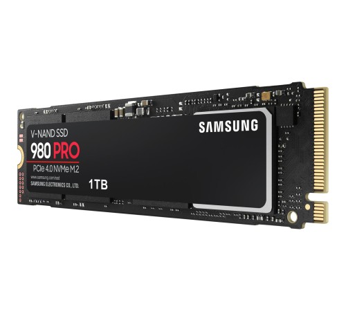 Твердотельные накопители/ Samsung SSD 980 PRO, 1000GB, M.2(22x80mm), NVMe 1.3c, PCIe 4.0 x4, 3-bit MLC, R/W 7000/5000MB/s, IOPs 1 000 000/1 000 000, DRAM buffer 1024MB, TBW 600, DWPD 0.33 (12 мес.)