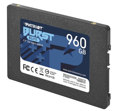 Твердотельный накопитель Patriot SSD BURST ELITE 960GB SATA3 2.5" R450/W320 TBW 400TB 3D NAND