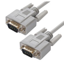 Greenconnect Кабель 1.5m 0-модемный COM RS-232 линковочный, DB9/DB9  9M/9M, серый, 30 AWG, GCR-50657