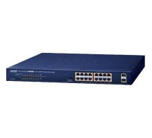 коммутатор/ PLANET GSW-1820HP 16-Port 10/100/1000T 802.3at PoE + 2-Port 1000X SFP Ethernet Switch (240W PoE Budget, Standard/VLAN/Extend mode)