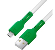 Кабель 0.5m MicroUSB, белый, зеленый ПВХ