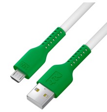 Кабель 0.5m MicroUSB, белый, зеленый ПВХ