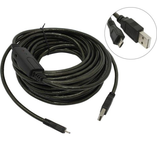 Greenconnect Кабель активный USB 2.0 10.0m Premium GCR-UA2MCB11-BD2S-10.0m, AM / microB 5pin, 28/24 AWG экран, армированный, морозостойкий, с усилителем и разъёмом для доп.питания, черно-прозрачный Greenconnect Кабель активный USB 2.0 10.0m Premium GCR-UA2MCB11-BD2S-10.0m, AM / microB 5pin, 28/24 AWG экран, армированный, морозостойкий, с усилителем и разъёмом для доп.питания, черно-прозрачный