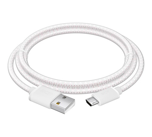 GCR Кабель 1.0m MicroUSB, бело-розовый, белые коннекторы, быстрая зарядка, 28/24 AWG, GCR-54450