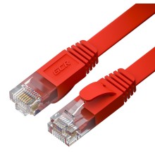 GCR Патч-корд PROF плоский прямой 1.5m, UTP медь кат.6, красный, 30 AWG, ethernet high speed 10 Гбит/с, RJ45, T568B, GCR-53084