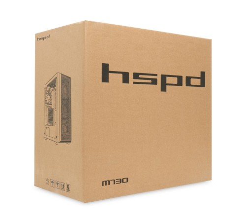 Корпус без блока питания/ Case HSPD M730, Mesh Mid Tower, Black, TG, 0.4 SPCC, no fans, E-ATX, ATX, mATX, mITX, 155/280/175-200mm, 2x2.5", 2x3.5", 7xPCI, 1xUSB-A 3.0, 2xUSB-A 1.0, 335x193x445mm