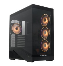 Корпус без блока питания/ Case HSPD F711, Panoramic Full Tower, Black, TG, 0.7 SPCC, 4x120mm ARGB (FN027) ATX, mATX, mITX 190/420/280mm 2x2.5", 2x3.5", 7xPCI 1xUSB-A 3.0, 1xUSB-C 445x235x475mm