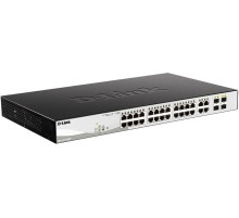 Коммутатор/ DGS-1210-28MP/F Smart L2 Switch 24х1000Base-T PoE, 4хCombo 1000Base-T/SFP, PoE Budget 370W, Compact CLI