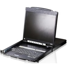 Консоль управления, LCD 19"(1280x1024), лат./рус. клав., 16-портовый KVM-переключатель,  +1 remote user(SPHD18(Male)),2хUSB(Тип а Female),  KVM-порты: SPHD15(Female), каскадирование./ 16P Dual RAIL LCD KVMP SWITCH 19INCH