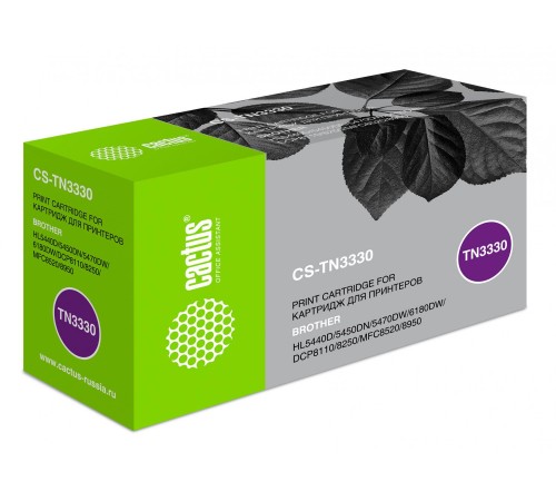 -/ Картридж лазерный Cactus CS-TN3330 TN-3330 черный (3000стр.) для Brother HL-5440D/5450DN/5470DW/6180