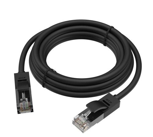 GCR Патч-корд прямой 6.0m UTP кат.5e, черный, позолоченные контакты, 24 AWG, литой, GCR-50997, ethernet high speed 1 Гбит/с, RJ45, T568B