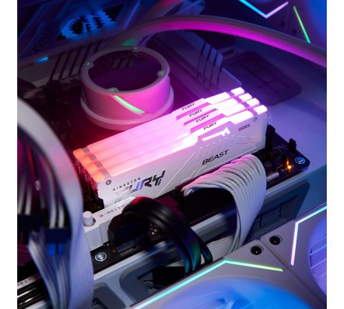 Память оперативная/ Kingston 64GB 6000MT/s DDR5 CL36 DIMM (Kit of 2) FURY Beast White RGB EXPO Память оперативная/ Kingston 64GB 6000MT/s DDR5 CL36 DIMM (Kit of 2) FURY Beast White RGB EXPO