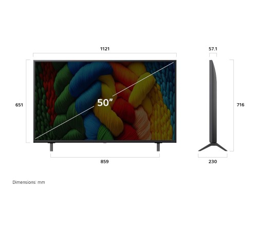 Телевизор ЖК 50'' LG/ 50", Ultra HD, Nano Color, Smart TV, WebOS, Wi-Fi, DVB-T2/C/S2, MR, 60Hz Native, 2.0ch (20W), 2 HDMI, 2 USB, 2 Pole, Ashed Blue, 2025
